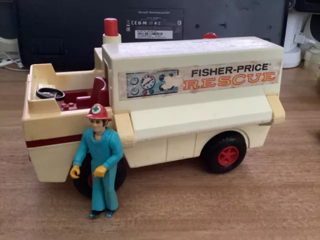 Vintage 1974 Fisher Price Adventure People 303 Rescue Truck & Fireman