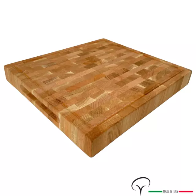 tagliere artigianale in legno di ROVERE/CILIEGIO butcher block  435x390x51 mm