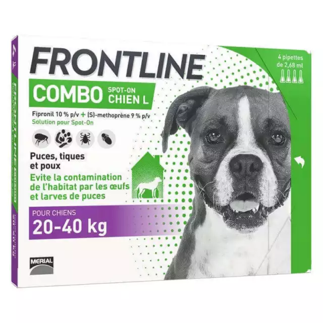 Frontline COMBO 3 pipette antiparassitari cane da 20 a 40 kg e oltre 40kg NEW