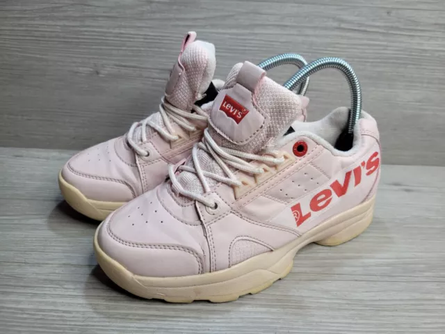 LEVI S SOHO TRAINER Shoe Nude Pink Red Chunky Trainers Size 3.5 Eu