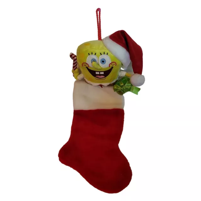 SpongeBob Squarepants Nickelodeon 3D Plush Figure Christmas Stocking Atico  EUC Y