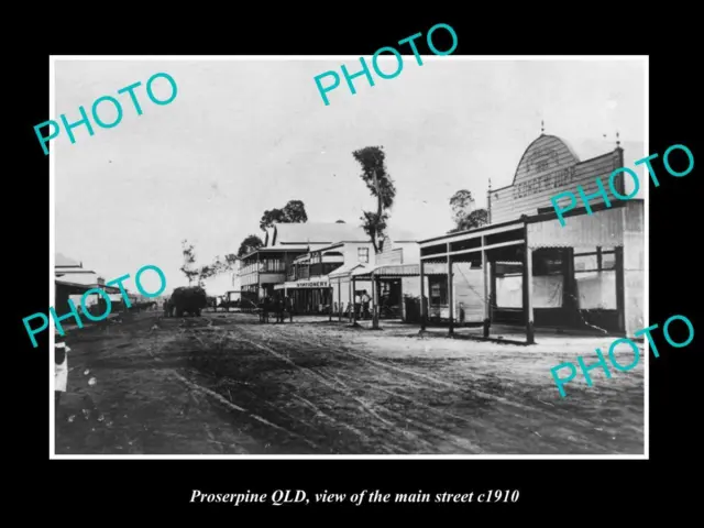 OLD LARGE HISTORIC PHOTO OF PROSERPINE QLD VIEW OF THE MAIN STREET c1910