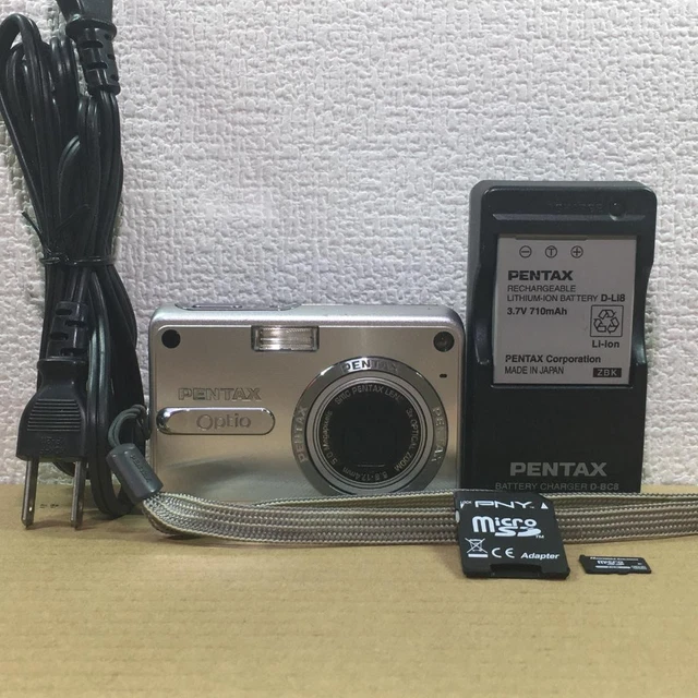 PENTAX Optio S5ｚ500万画素 バッテリー 充電器 SDカード作例 PENTAX OPTIO S5Z Silver 5.0MP Camera Battery Charger 2GB MicroSD