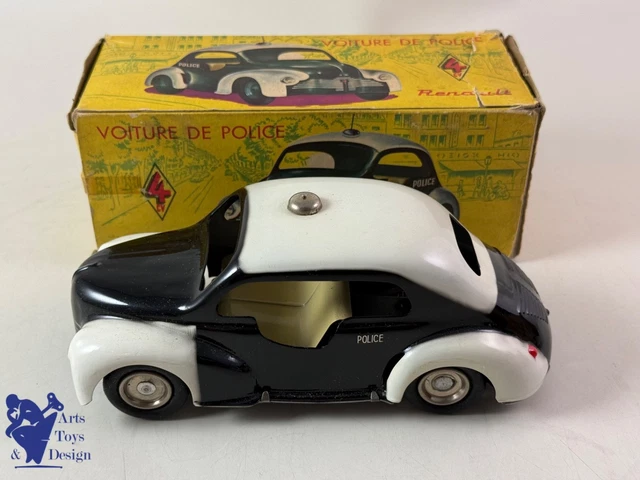Jouet Ancien CIJ Renault 4CV Bleue - Tôle Mécanique 18cm - Vers 1950