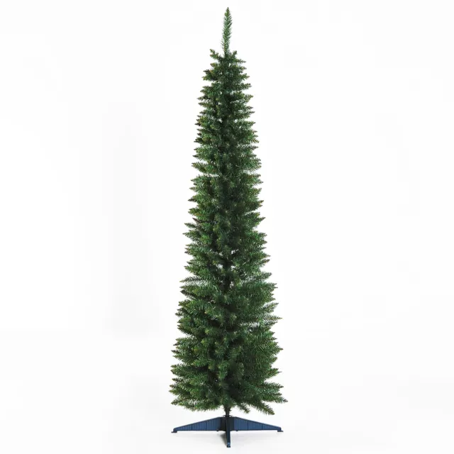 HOMCOM Albero di Natale Artificiale Slim 180cm Piedini in Metallo 390 Rami Verde