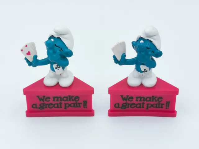 Peyo 2 variations of "We make a great pair" Smurf-A-Gram vintage PVC 20056