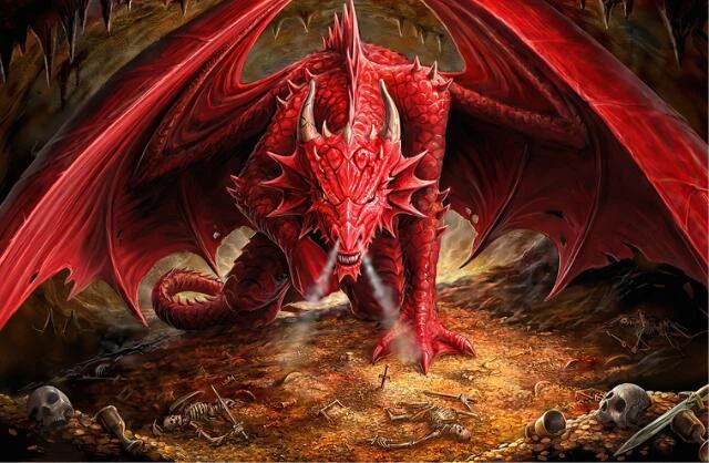 5d Diy Full Round Drill Diamond Painting Red Fire Dragon Cross Stitch Home Decor
