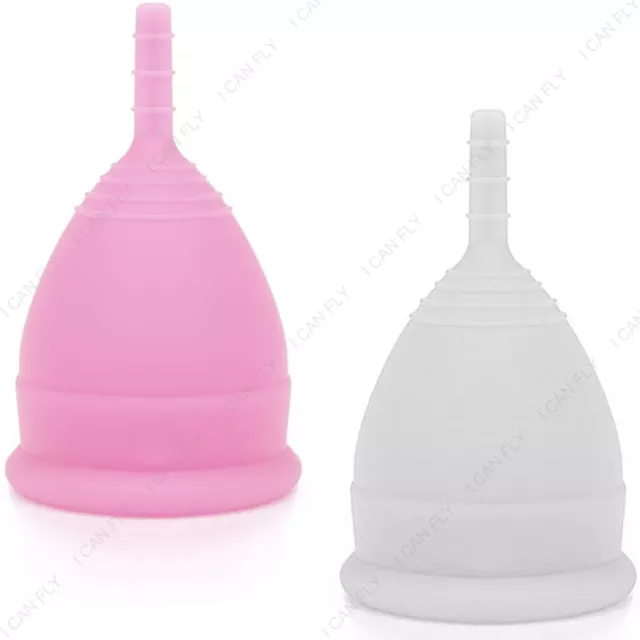 2PCS Ladies Reusable Menstrual Cups Soft Medical Silicone Cup Period Hygiene DF