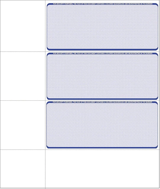 Computer Check Paper - Blank Personal Wallet Checks 3 on a Page - Compatible wit