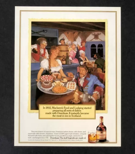 1991 Drambuie Advertisement Sexy Server at Maclaren Inn Art Vintage Print AD