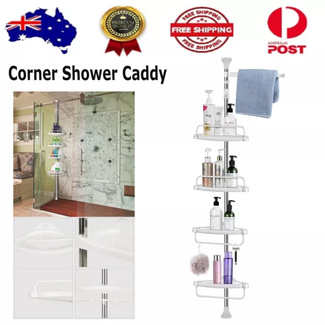 4 Tier Stainless Steel Shower Caddy Adjustable Bathroom Corner Shelf  Organiser