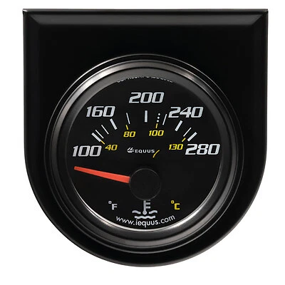 Equus 2.0 Dia Water Temp Gauge Black 100-280 - E6262