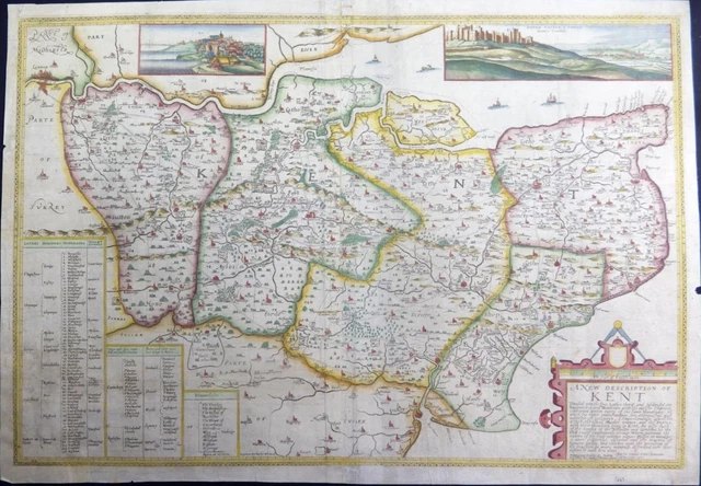 1659 - VERY Rare ORIGINAL LARGE Map of KENT by PHILIP SYMONSON Overton ...