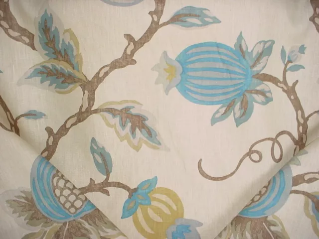 1-7/8Y Lee Jofa 2012133 Mandovi Cadet Turquoise Printed Linen Upholstery Fabric