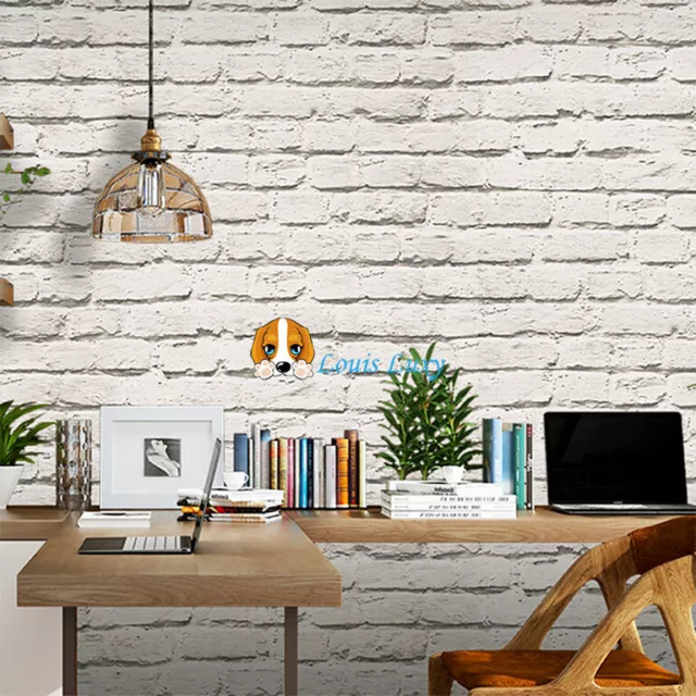 3D Rustic White Light Grey Embossed Brick effect look Wallpaper 9.5M Waterproof