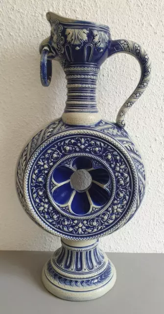 sehr schöne große GERZ Ringkanne Weinkanne mit tollem Historismus Ornament 48cm