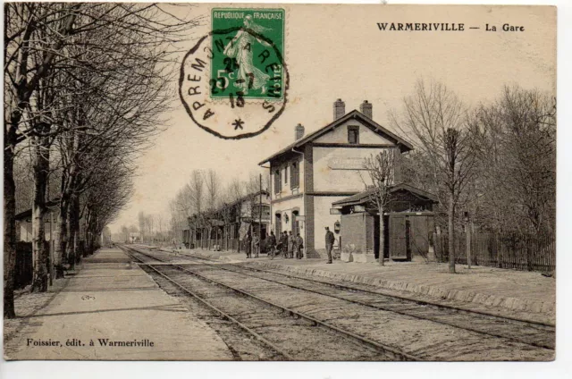 WARMERIVILLE - Marne - CPA 51 - la gare ... le train est en retard