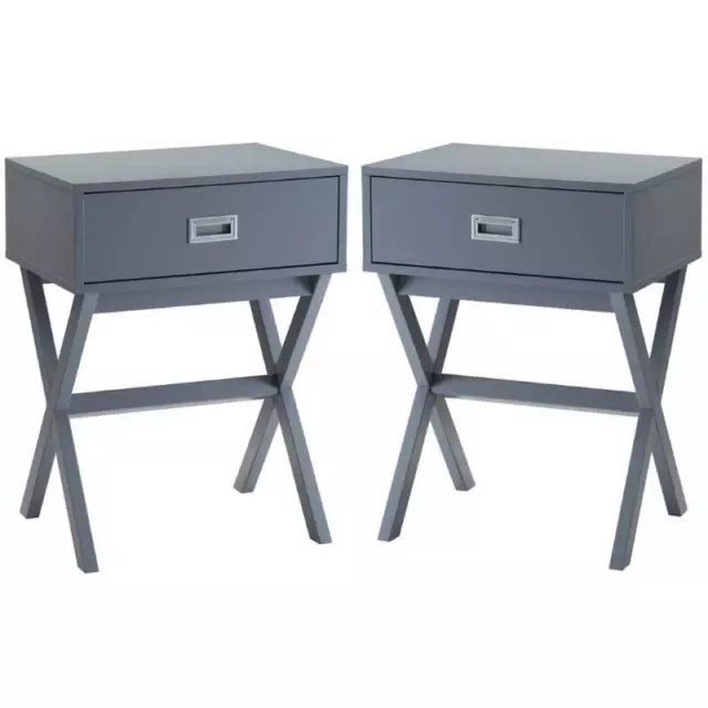 Home Square Designs2Go Landon End Table in Gray Wood Finish - Set of 2