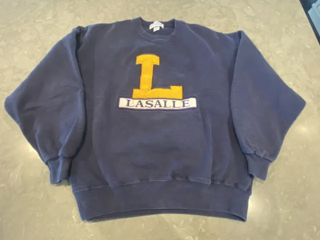 Vintage Jerzees Cotton Sweats LaSalle University Sweatshirt Letterman Size L USA