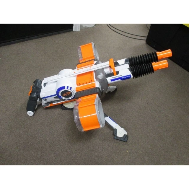 RARE NERF N STRIKE Rhino Fire Elite Blaster Gun w/2 Drums & Tripod 75.