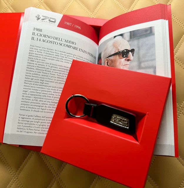 Ferrari 70 Keychain Keyring and history booklet 1947-2017 RARE and Collectible