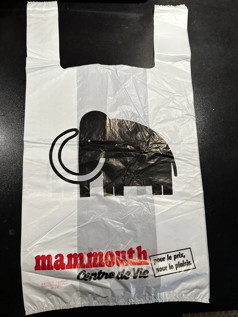 Sac Plastique MAMMOUTH – Objet Publicitaire Vintage, Supermarché Ancien