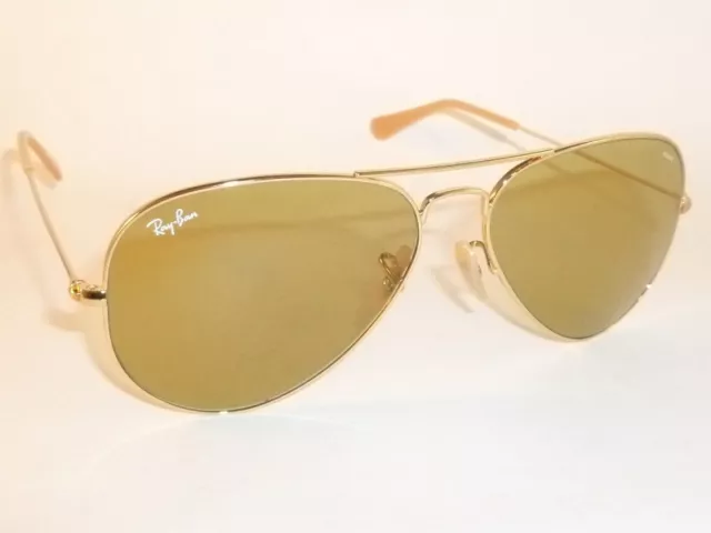 Ray Ban Aviator EVOLVE Sunglasses Gold Frame RB 3025 9064/4C Photochromatic 58mm