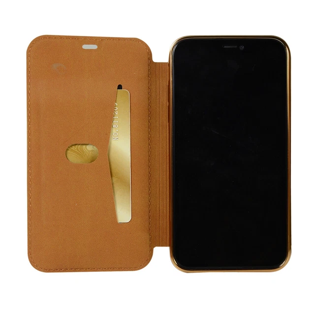 Etui portefeuille premium en cuir PU + TPU intérieur coque Fold Case avec 2
