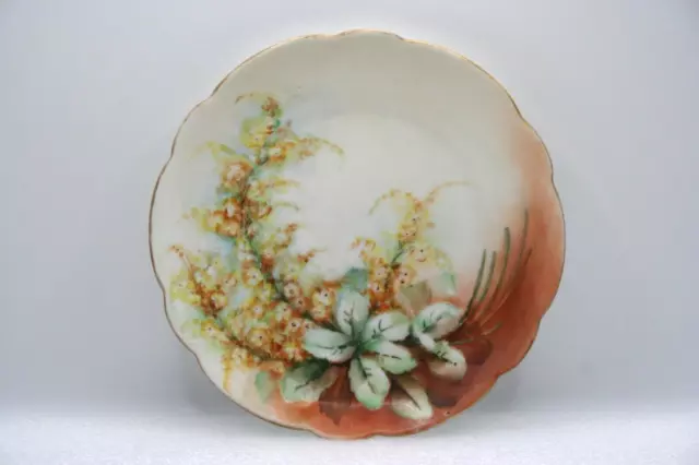 Bavaria Hand Painted Art Pottery Bone China 6-3/4" Plate Floral Spray Fall Color