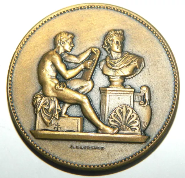 Superbe médaille en bronze par  Lagrange et Dubois enseignement du dessin