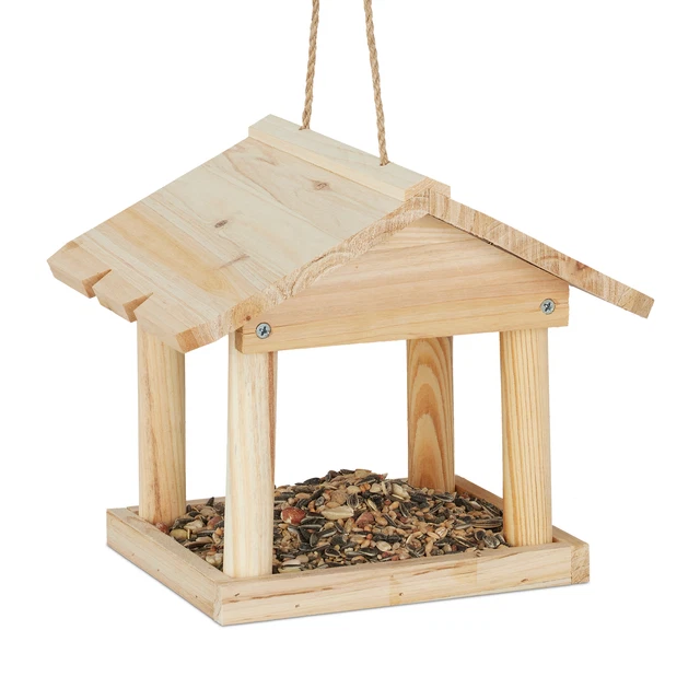 Vogelhaus zum Aufhängen Vogelhäuschen Vogelfutterhaus Garten Futterhaus natur