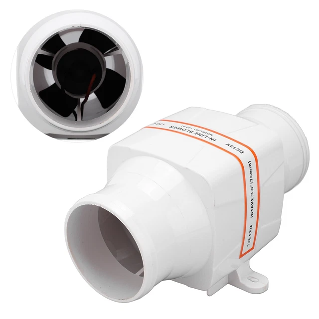 Car 3in 12V Inline Bilge Air Blower Vent Fan 130CFM 4 Blades High Airflow Part