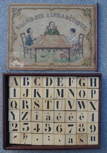 Jeu De Société Vintage Lémoloto En Bois - Jeu De Lettres Mots Croisés, Complet, Occasion