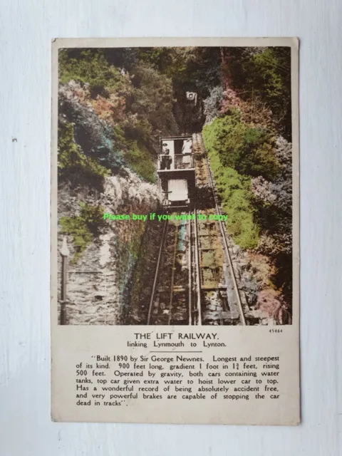 Lynmouth to Lynton Lift Railway - longest and steepest - colour vintage postcard