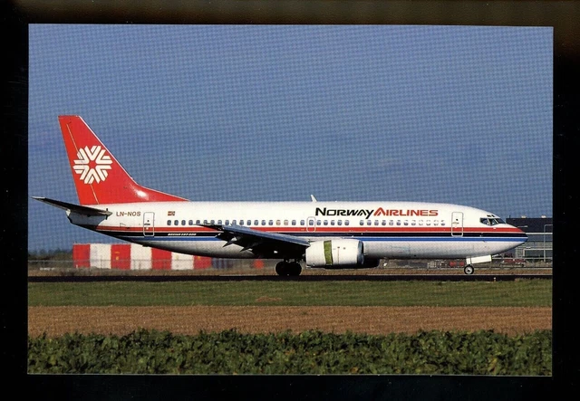 Aviation Airplane Airline postcard Norway Air Boeing 737-33A LN-NOS CAP #187