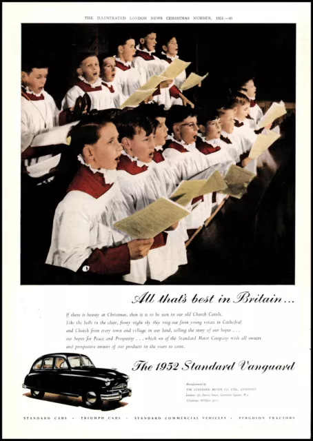 1951 Standard Motor Vanguard Car Christmas Boy's choir retro photo print ad XL9