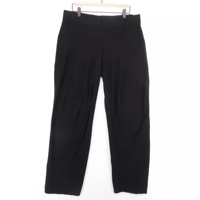 Eileen Fisher Viscose Pull On Pants Womens Petite Large Black Pocketless