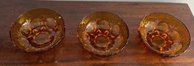 Gorgeous Set Of 3 Vintage Amber Bowls