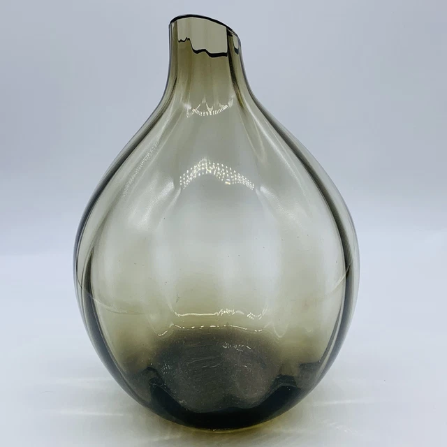 Mikasa Art Glass Ribbed Handblown Round Vase 10”T 3
