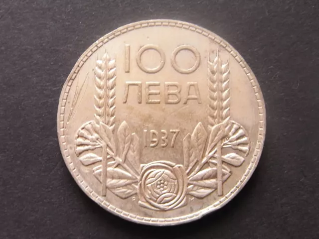 Bulgarien 100 Lewa 1937 0,500 Ag KM45 vzgl+, kleine Prüfstelle, Kratzer