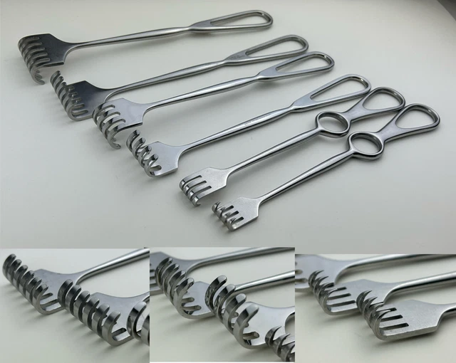Volkmann Rake Retractor PILLING 164404 CODMAN 504228 WECK 481364 Lot of 6 Pieces