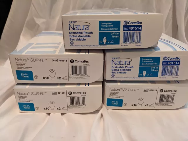 5 cajas ConvaTec Sur-Fit Natura bolsa drenable 2 3/4 401514