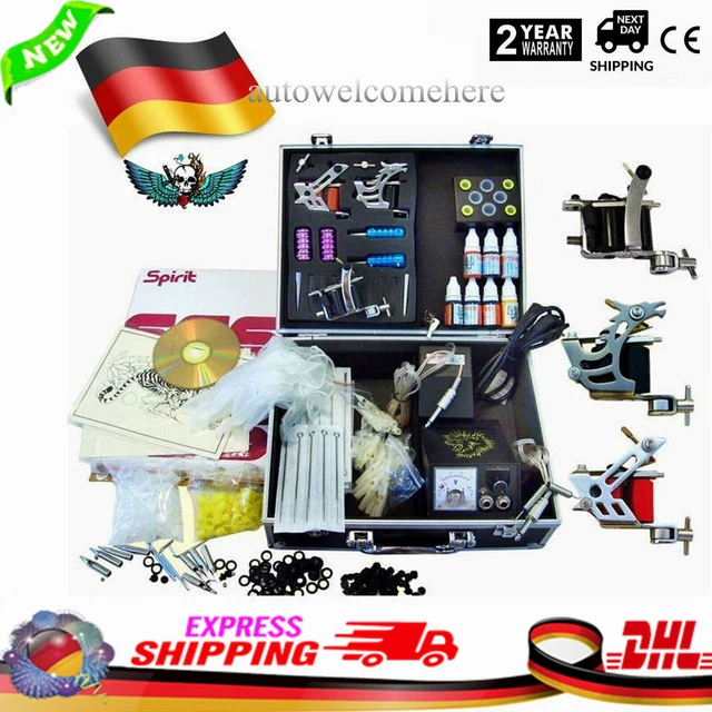 Tattoomaschine Set Netzgerät Nadeln Starter-Set Tattoo Kit 3 Tattoo maschine DHL