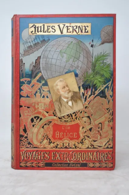Hetzel Jules Verne l'ile à Hélice cartonnage portrait collé, phare. eo 1895
