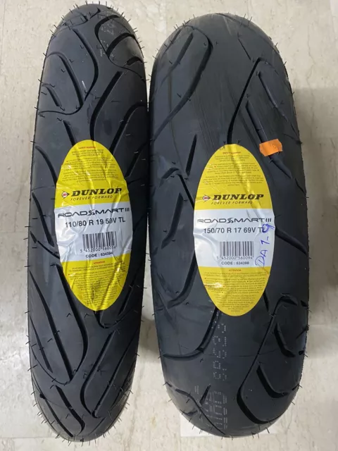 Coppia Gomme Moto Dunlop Roadsmart 3 110/80 R19 59V + 150/70 R17 69V Nuove