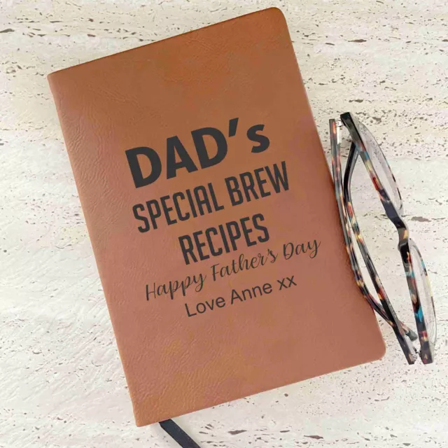 Personalised Fathers Day Leatherette Notebook, Engraved A5 Notebook,Gift For Dad