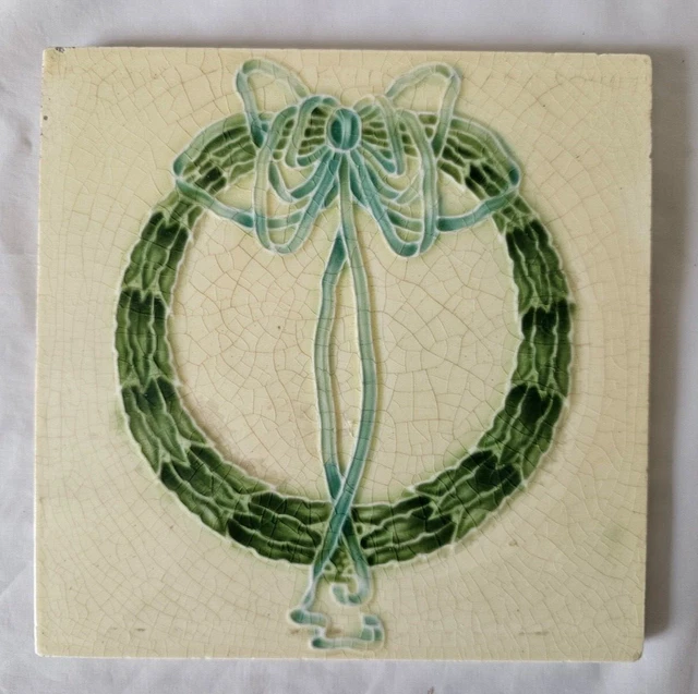 Gorgeous Art Nouveau Design Antique Tile English