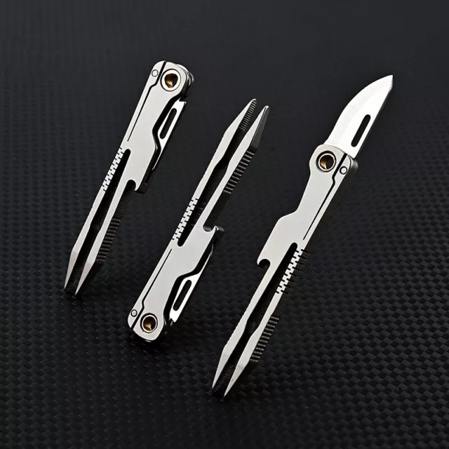 1 PC EDC Titanium Alloy Multi Tools Tweezers Opener Pocket Outdoor Folding Knife