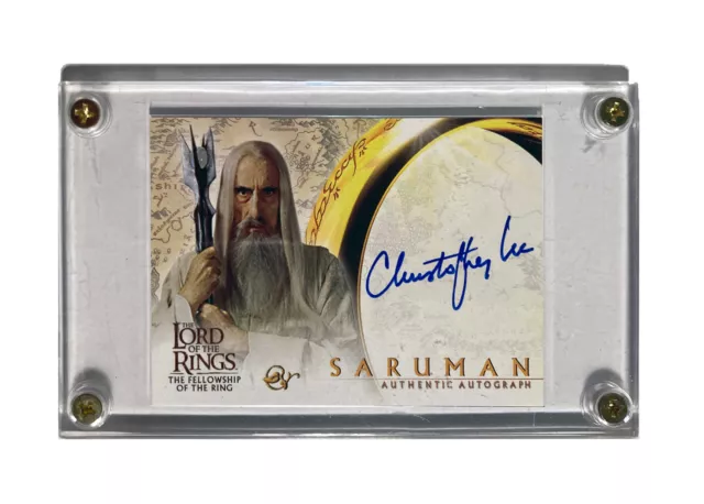 Topps 2001 Lord of The Rings Fellowship Christopher Lee Saruman Autographed Card