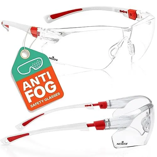 NoCry 506U Safety Glasses Clear White&Red